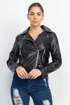 Zippered Notch Lapel Rider Jacket