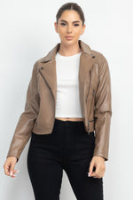 Zippered Notch Lapel Rider Jacket