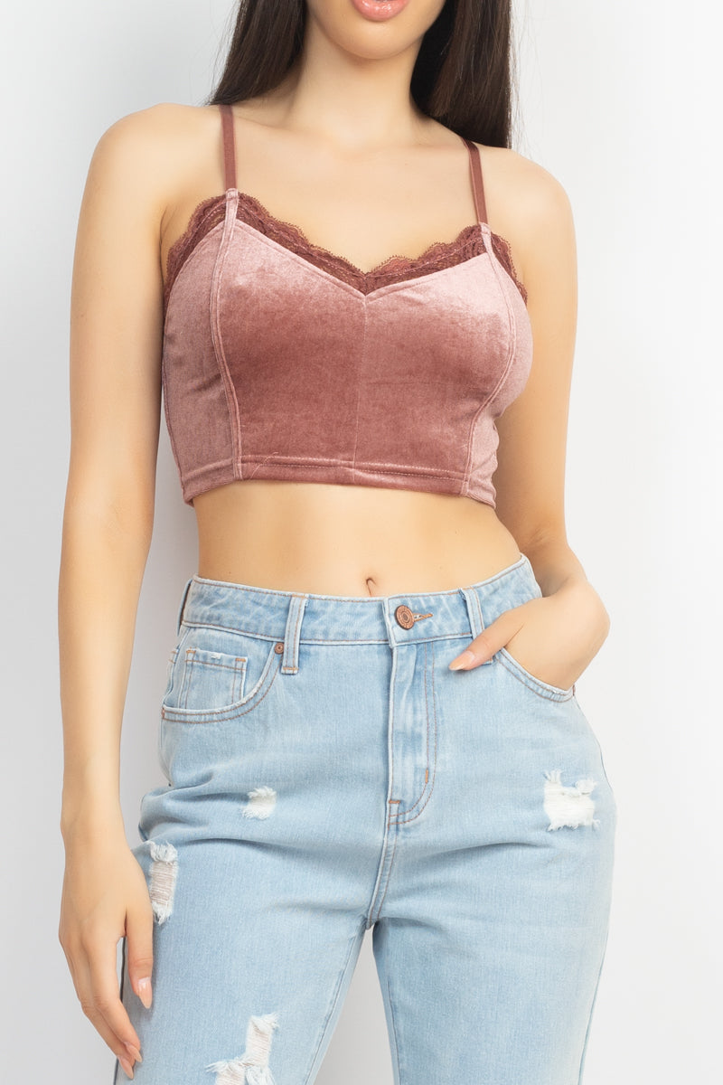 Sleeveless Corset Velvet Crop Top