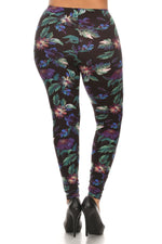 Plus Size Print, Full Length Leggings In A Slim Fitting Style With A Banded High Waist