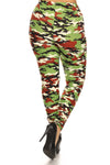 Plus Size Camo Print, Full Length Leggings In A Slim Fitting Style With A Banded High Waist