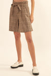 A Pair Of Wide Woven Plaid Shorts