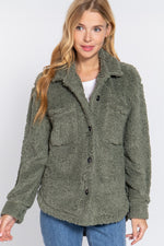 Long Slv Flap Pocket Oversize Jacket