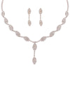 Rhinestone Leaf Y Shape Necklace And Earring Set