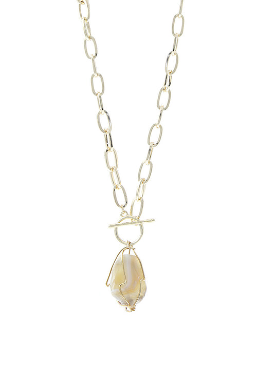 Natural Stone Wire Link Necklace
