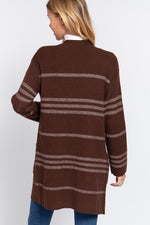 Dolman Slv Stripe Open Sweater Cardigan