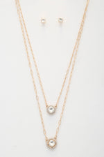 Double Crystal Metal Layered Necklace