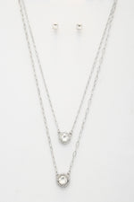 Double Crystal Metal Layered Necklace