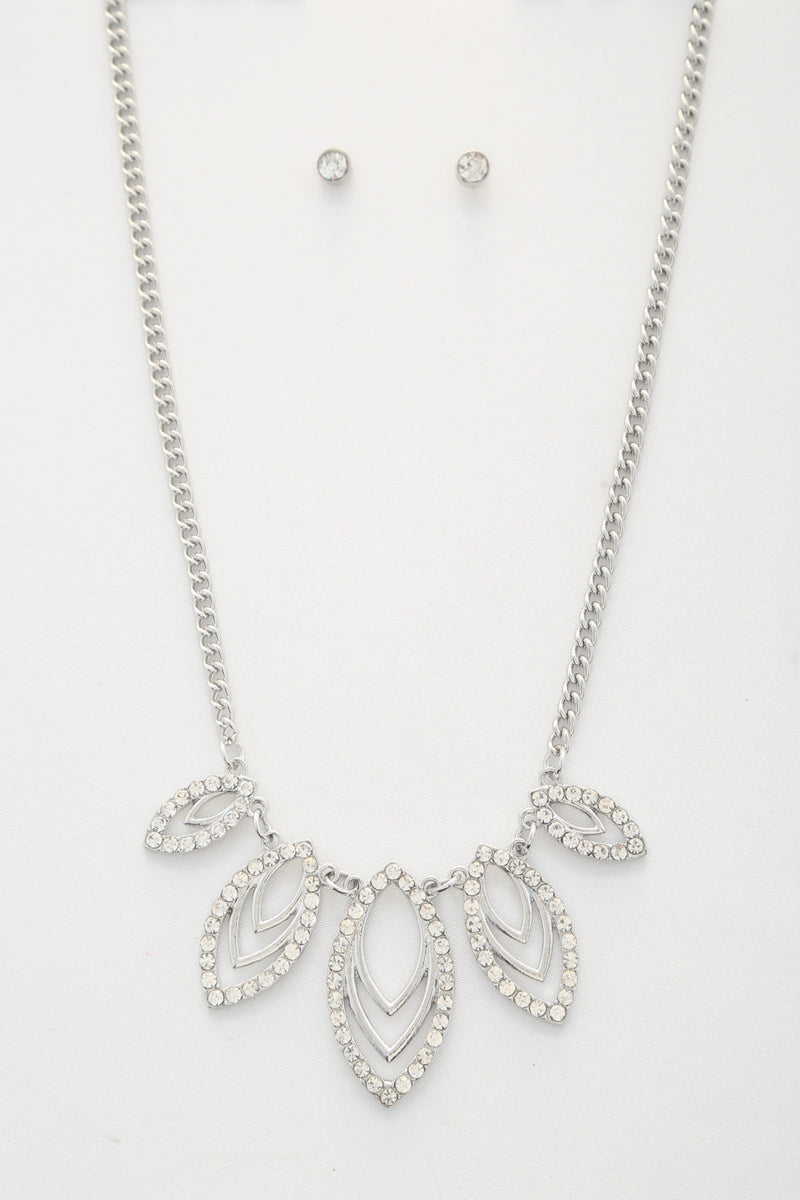 Marquise Rhinestone Link Metal Necklace
