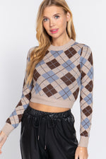 Argyle Jacquard Crop Sweater