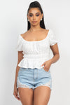 Puff Sleeve Eyelet Peplum Top