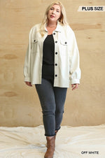 Faux Leather Button Down Shacket With Side Pockets