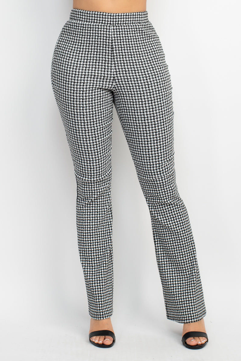 Houndstooth Fitted Flare Pants