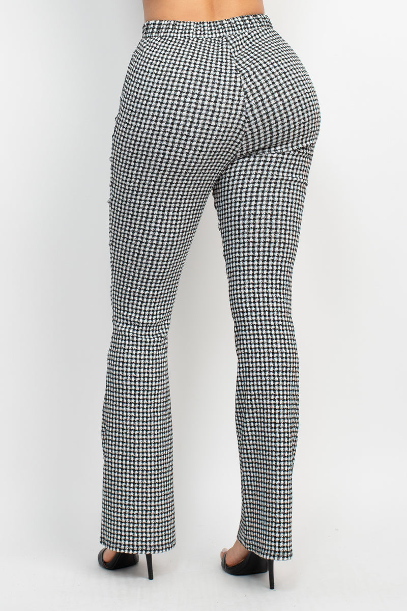 Houndstooth Fitted Flare Pants