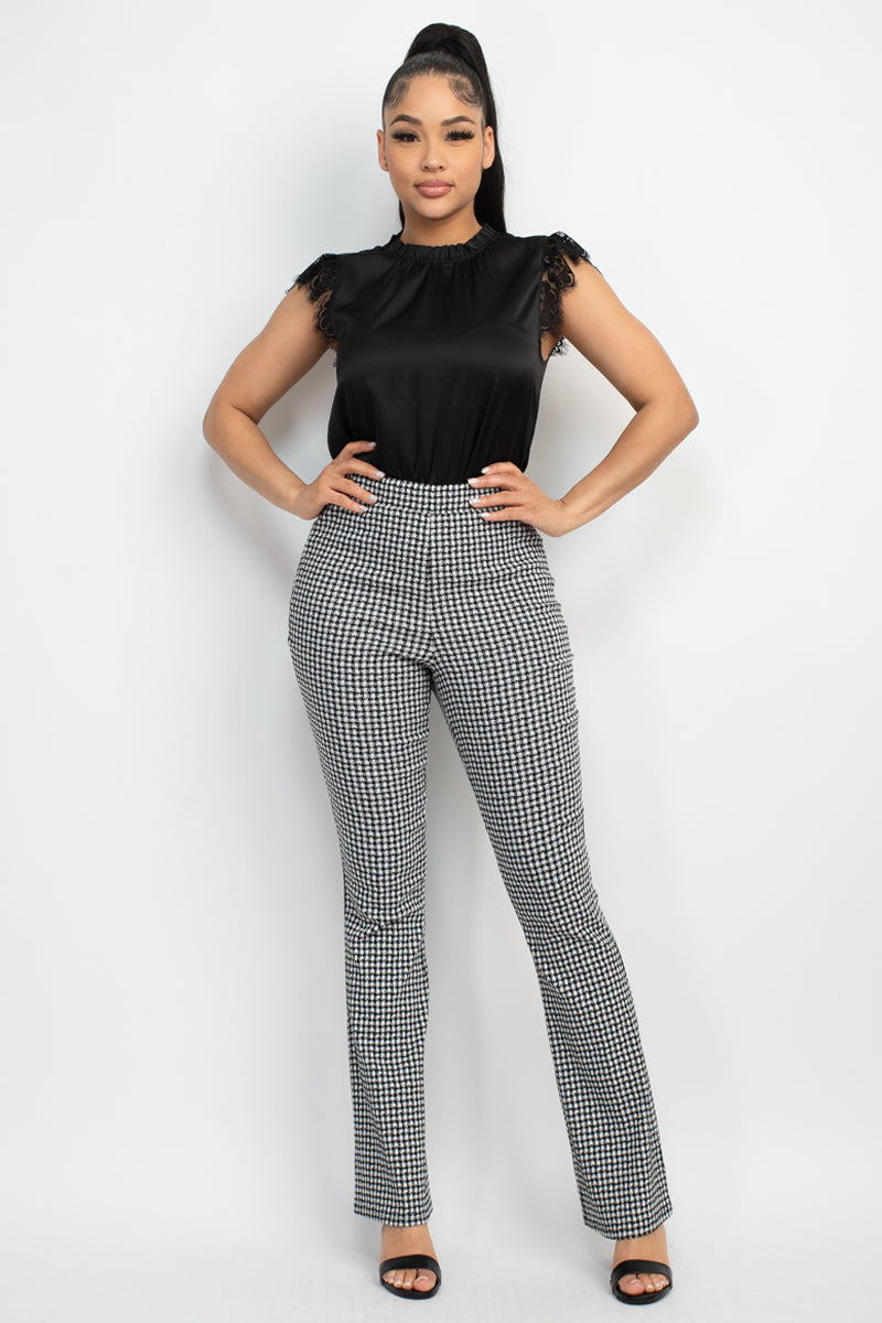 Houndstooth Fitted Flare Pants