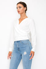 Front Wrap Surplice Neck Top