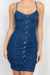 Front Button Cami Denim Dress