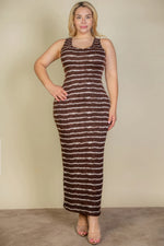 Plus Size Tie Dye Printed Tank Bodycon Maxi Dress