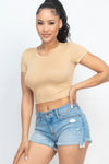 Short Sleeve Roundneck Crop Top