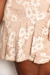 Double Take Floral Lace Pompom Detail Tie-Waist Flutter Sleeve Dress