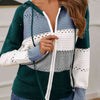 Color Block  Drawstring Hooded Sweater