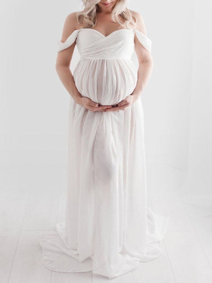 Solid Color Photo Maternity Dress
